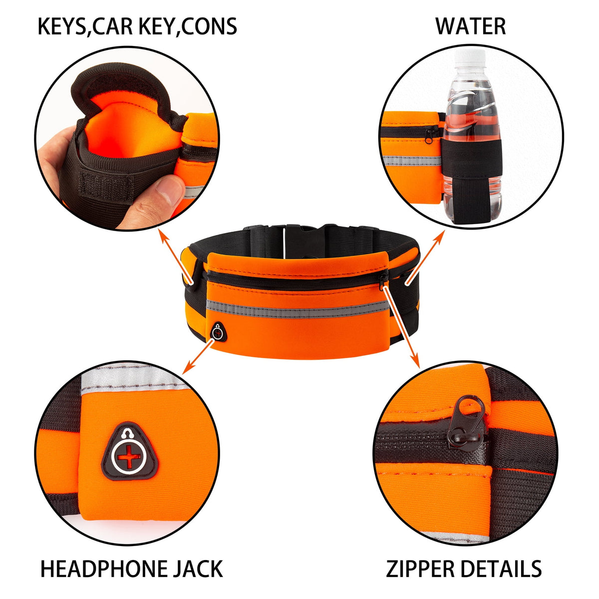 3 PCS Running Belt Pack, Waist Zip Pouch Bag with Adjustable Belt, Women and Men Phone Pack for Running Jogging Hiking Cycling Fitness Workout Gym Sports