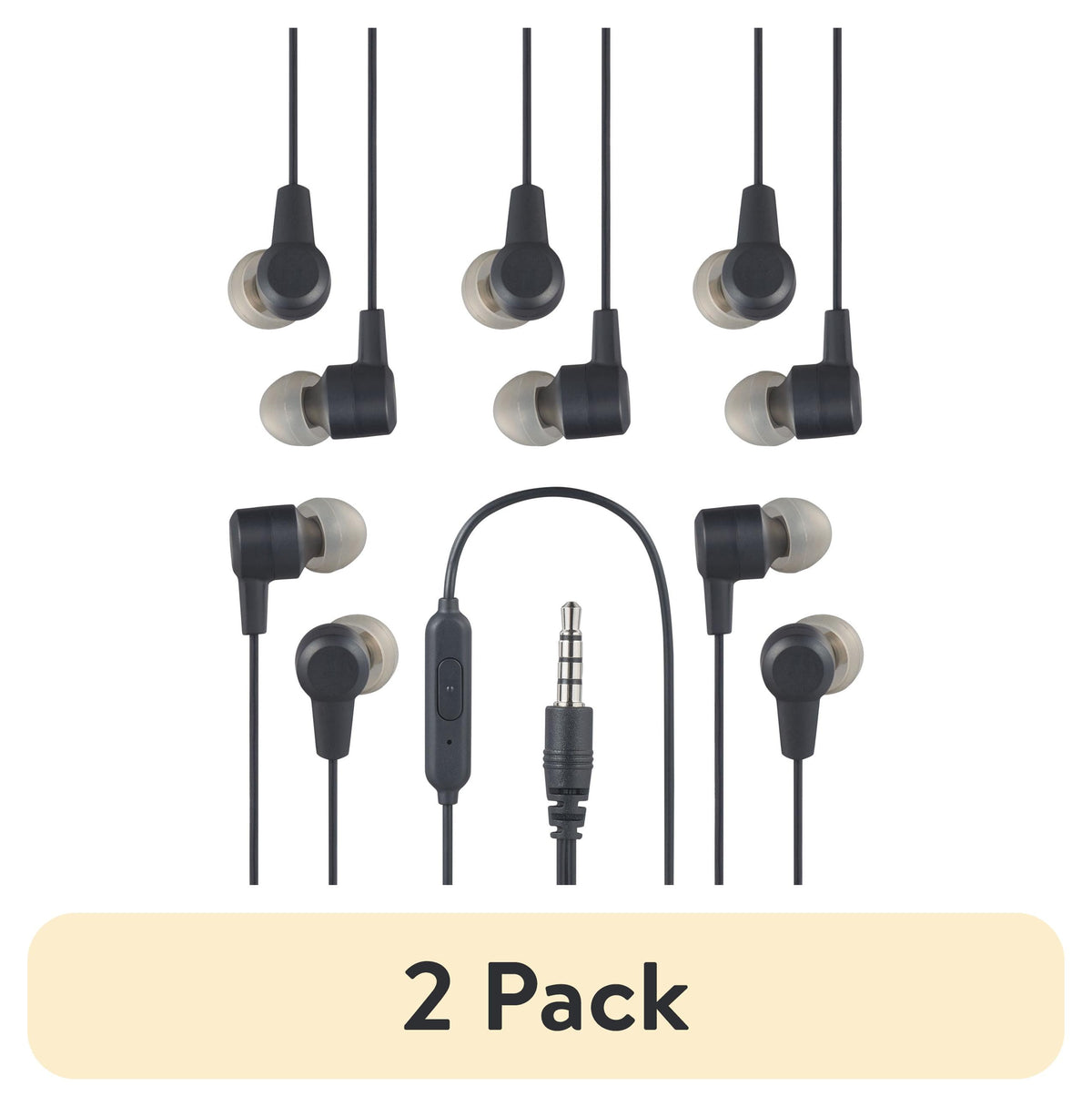 onn 5-Pack Wired Earbuds, Multicolor