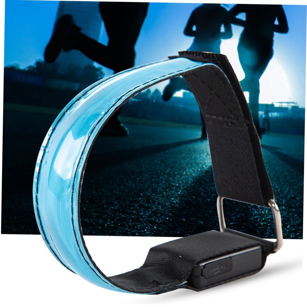 Milisten 2Pcs Adjustable Blue Nylon LED Armband Reflective Safety Gear for Running