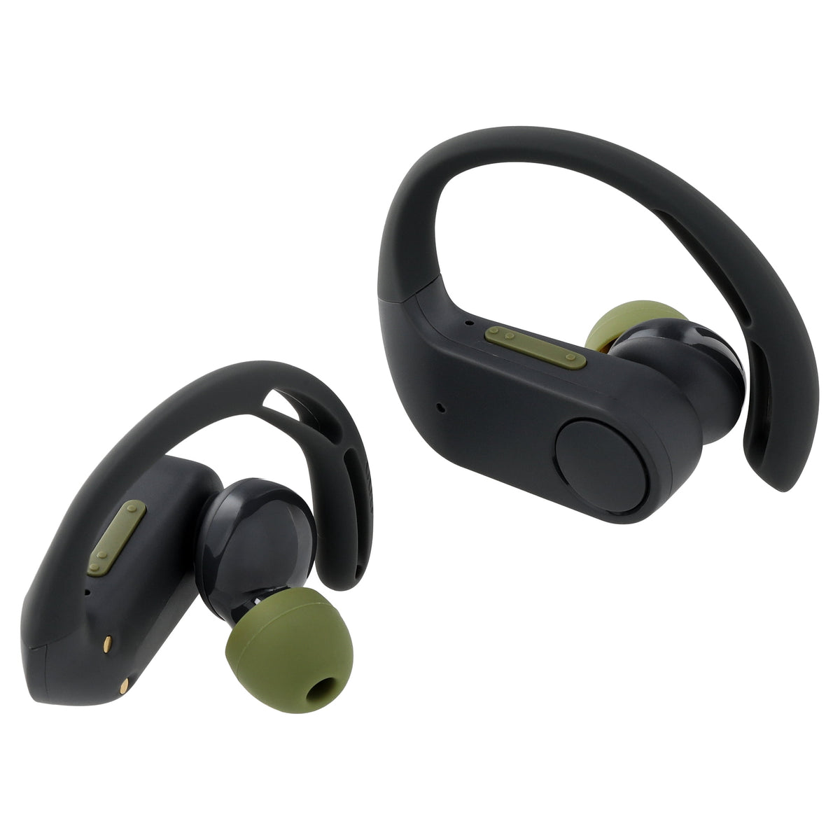 onn Wireless Sport Earbuds with Comfort Grip Ear Hooks, Black