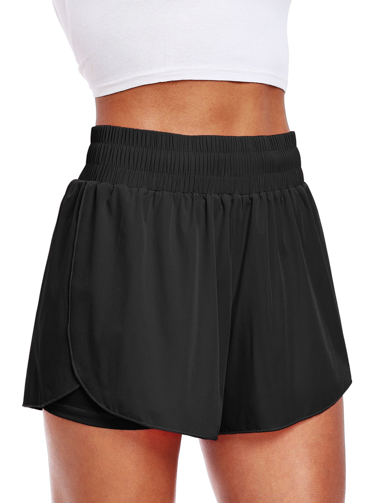 NELEUS Womens 2 in 1 Workout Yoga Shorts for Athletic Gym Running Casual Summer Short with Pocket,Navy Blue,US Size L