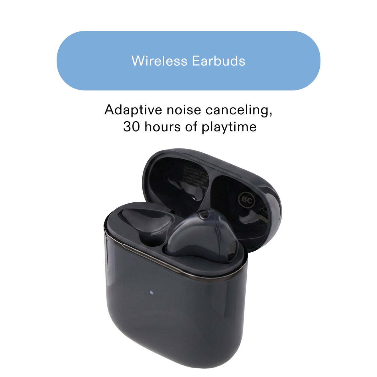 Onn Vibraudio Pro 2 Wireless Earbuds with Bluetooth and Noise Canceling, Black