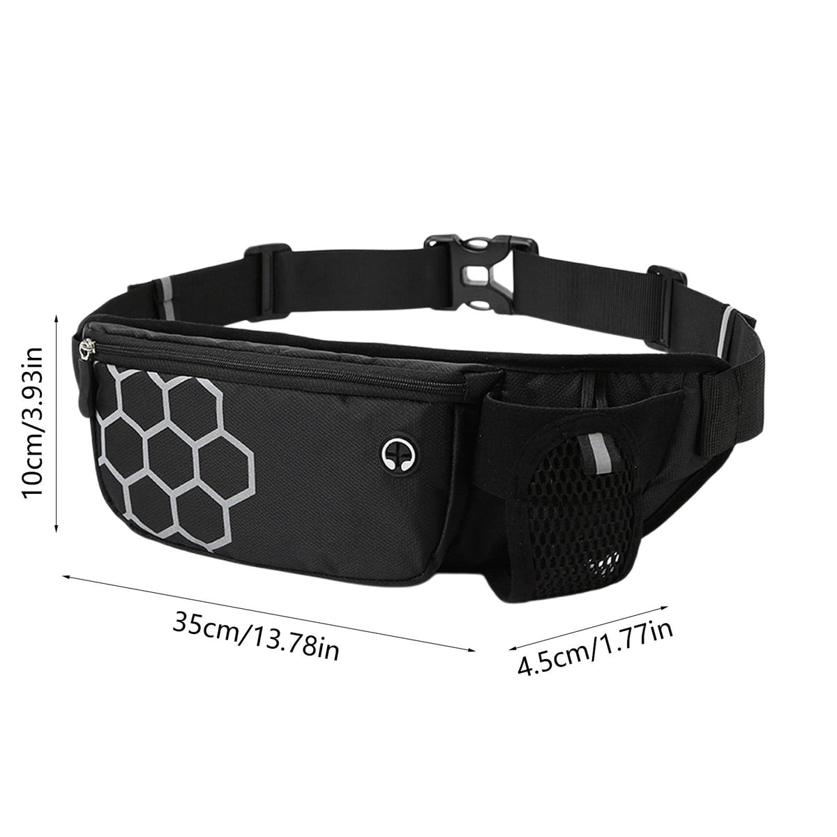 Running Waist Pack with Water Bottle Holder | Waterproof Sports Belt Bag for Phone & Keys | Unisex Fanny Pack 27x14cm | Lightweight Marathon Running Gear & Hiking Hydration Pack | 100g