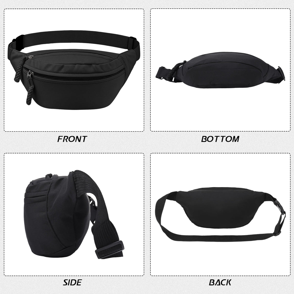Bocaoying 2 Pack Fanny Pack for Women, Lightweight Waist Bag with 2 Smooth Zipper Pockets, Adjustable Water Resistant Sports Bum Bag for Outdoors Sports Travel Hiking Running