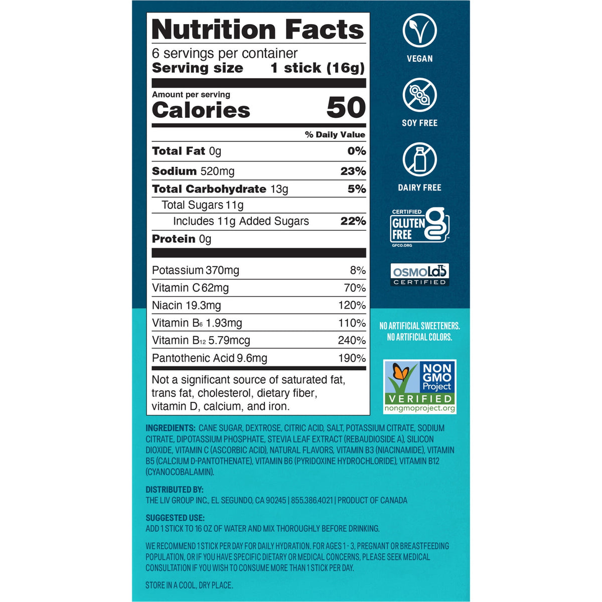 Liquid I.V.® Arctic Raspberry Hydration Multiplier® Powdered Electrolyte Drink Mix, 6 Count Packets