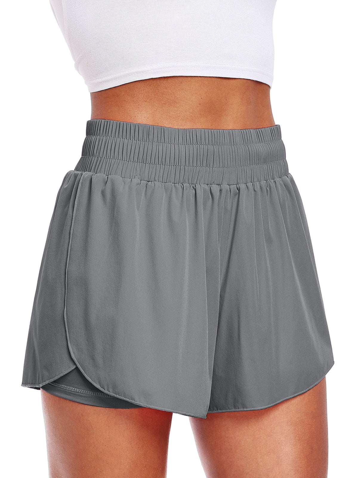 NELEUS Womens 2 in 1 Workout Yoga Shorts for Athletic Gym Running Casual Summer Short with Pocket,Navy Blue,US Size L