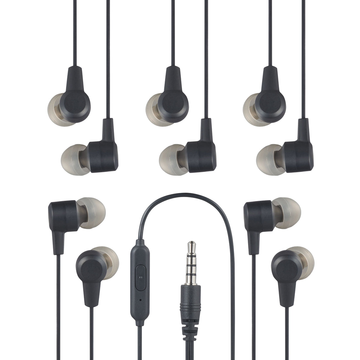 onn 5-Pack Wired Earbuds, Multicolor