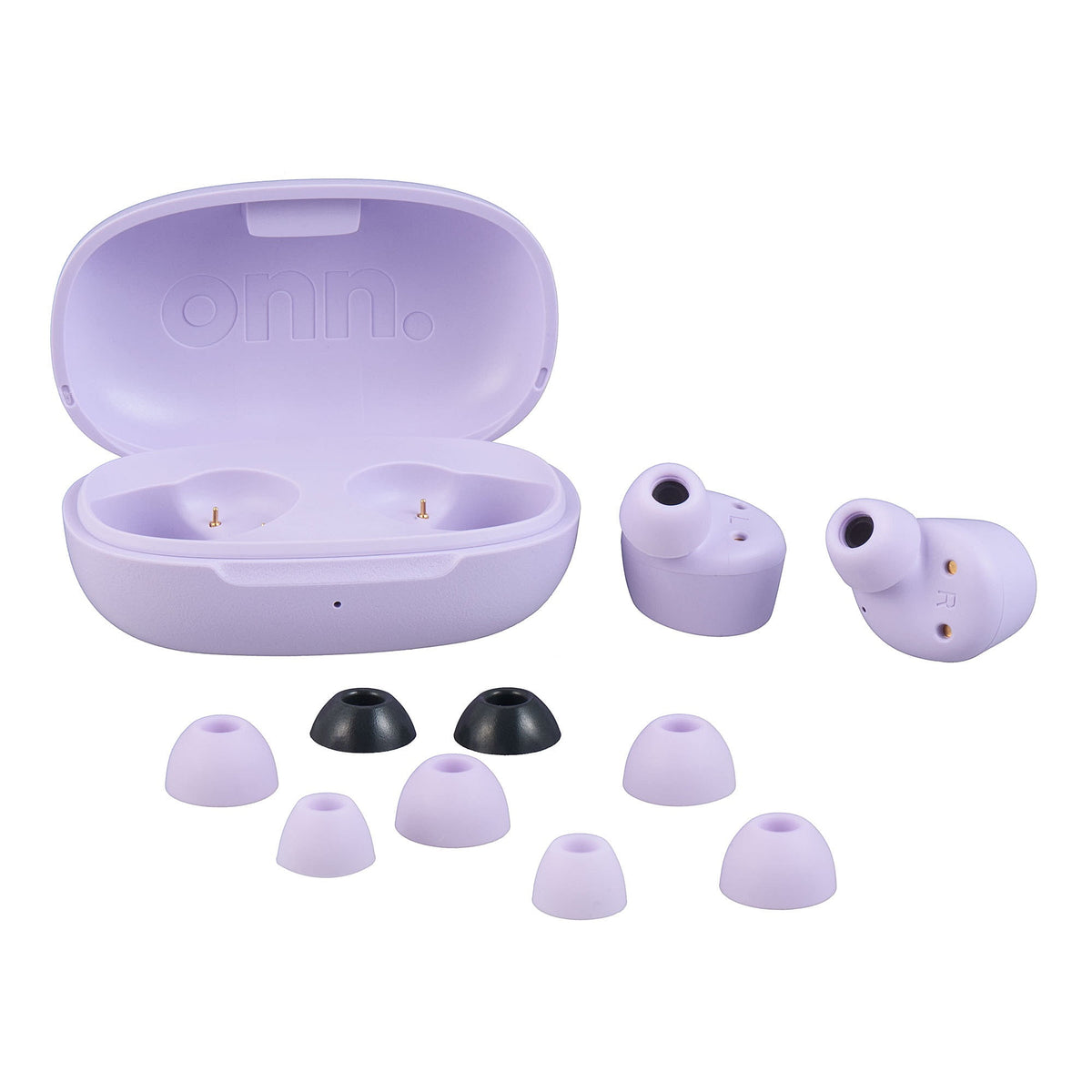 Onn Bluetooth Earphones with Charging Case and Touch Control, Black