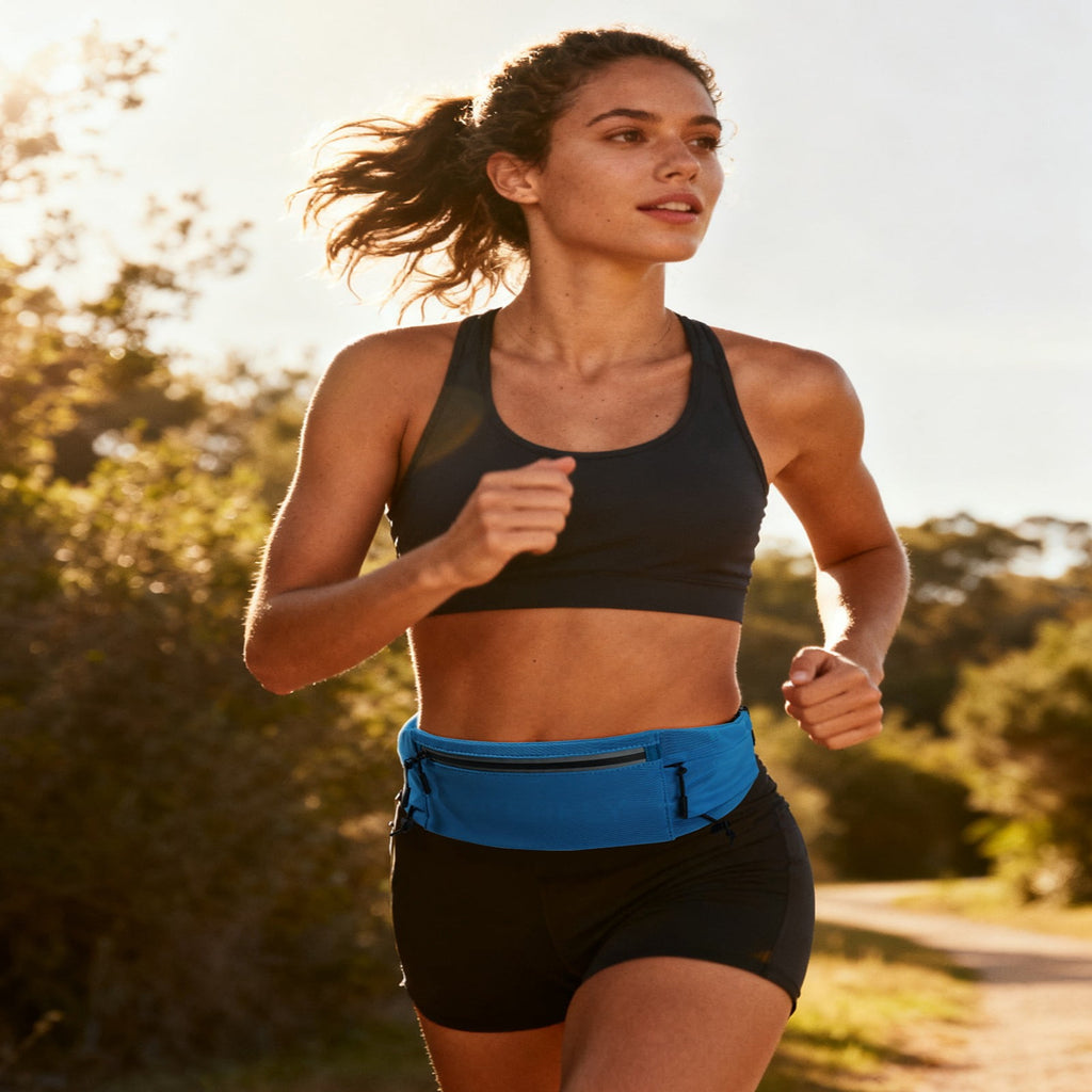 WATERFLY Unisex Adjustable Sports Jogging Fitness Nylon Running Waist Belt Band,Black
