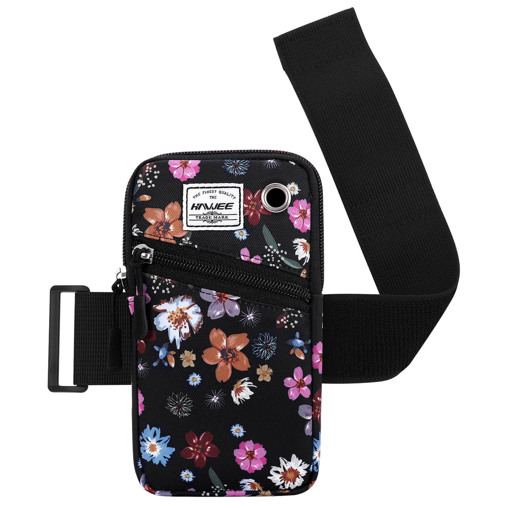 HAWEE Cell Phone Arm Bands Bag for Women Sports Running Pouch Hold Smartphone 6.28 Inches Full-screen, Colorful Flower