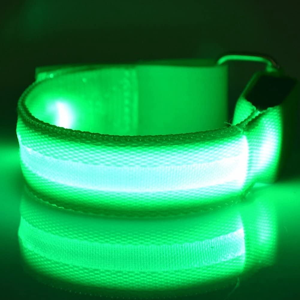Light Up LED Armband for Running Walking at Night,Reflective Arm Bands for Runners,Rechargeable Jogging Lights,High Visibility Night Running Safety Gear Adjustable Running Women Men Kids - Green