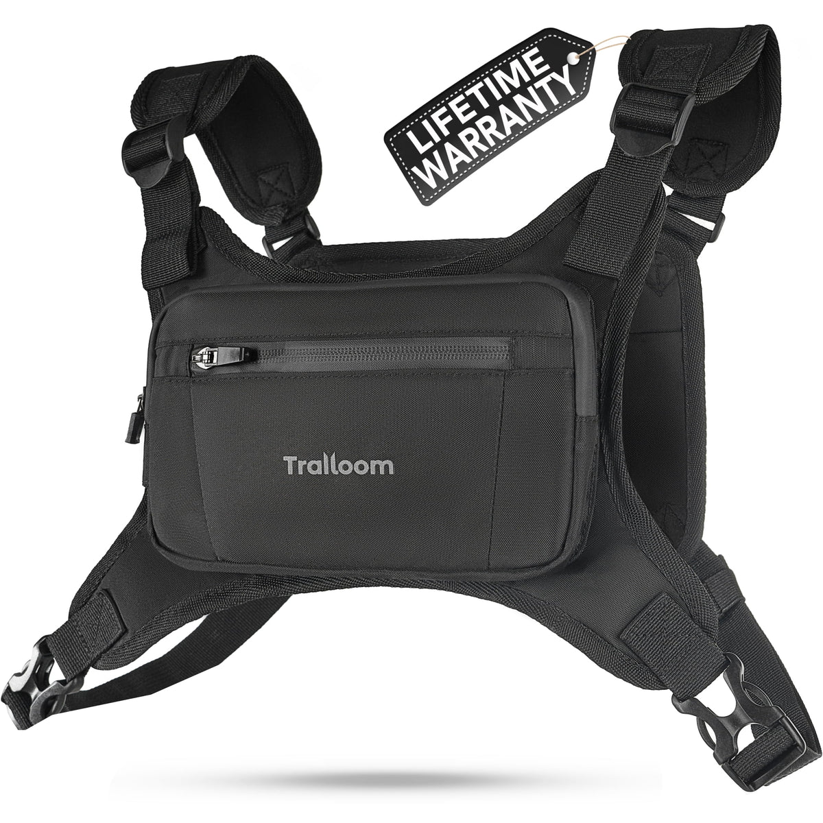 Running Chest Pack, Reflective Vest, Water Repellent, Phone Holder, Workout Bag for Runners, Cycling, Biking, EDC Pouch, Jogging Carrier, Hidden Pocket, Men & Women, Lightweight