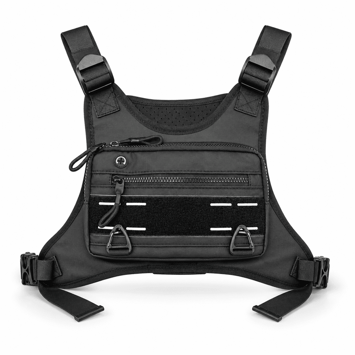 Sports Chest Bag for Men Water Resistant Lightweight Front Running Vest Bag With Phone Holder & Extra Storage for Workouts Cycling Black