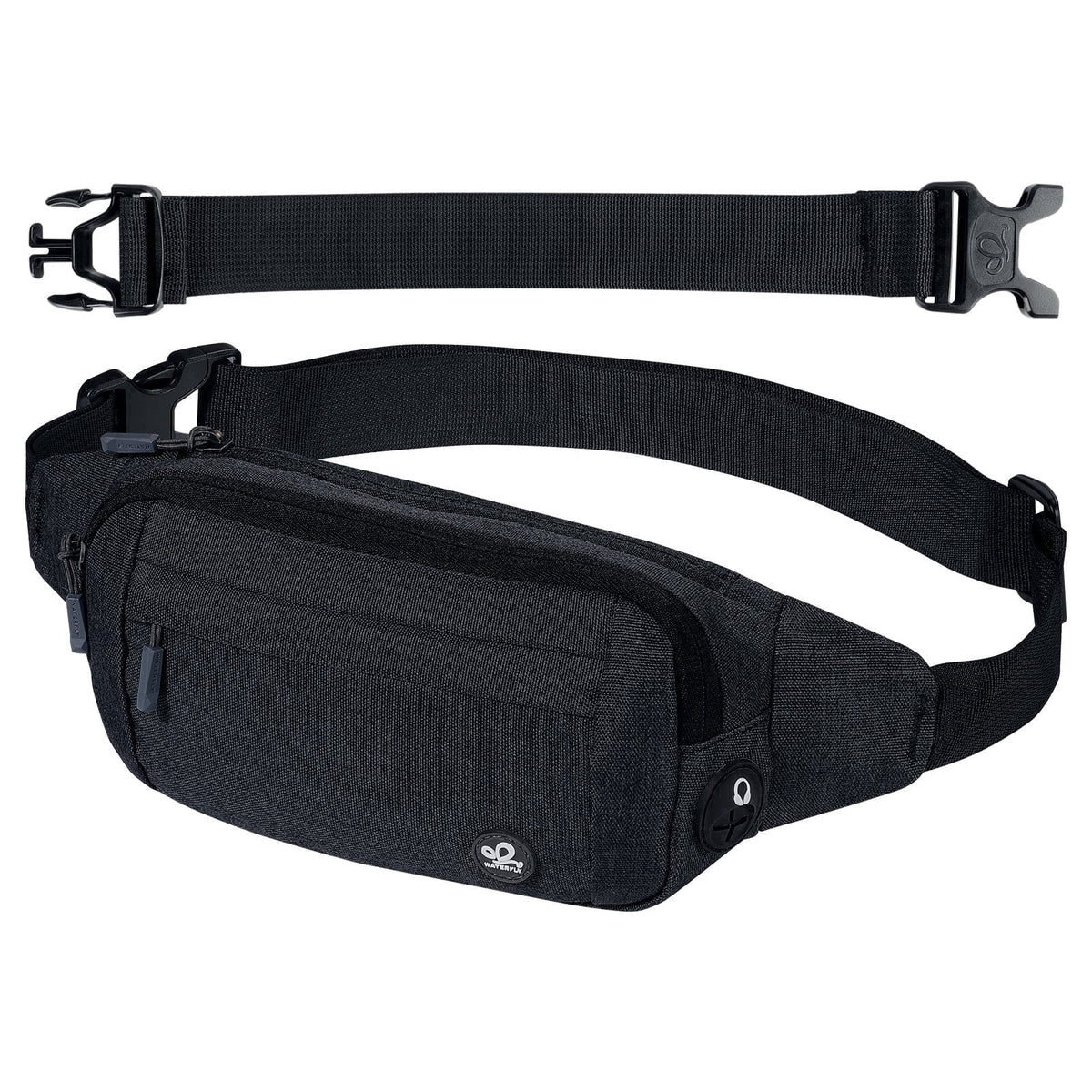 WATERFLY Unisex Lightweight Running Hiking Jogging Nylon Fanny Pack Waist Bag-Dark Blue