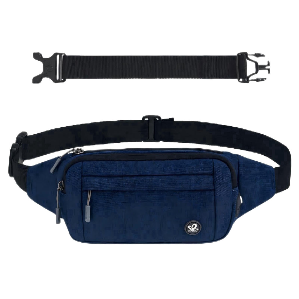 WATERFLY Unisex Lightweight Running Hiking Jogging Nylon Fanny Pack Waist Bag-Dark Blue