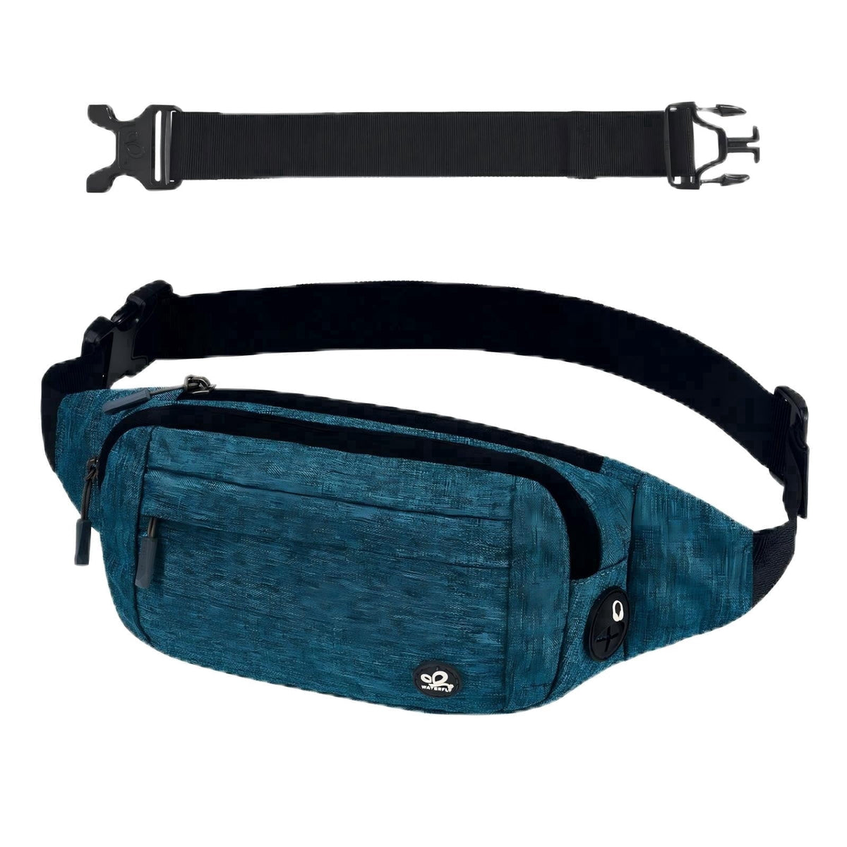 WATERFLY Unisex Lightweight Running Hiking Jogging Nylon Fanny Pack Waist Bag-Dark Blue