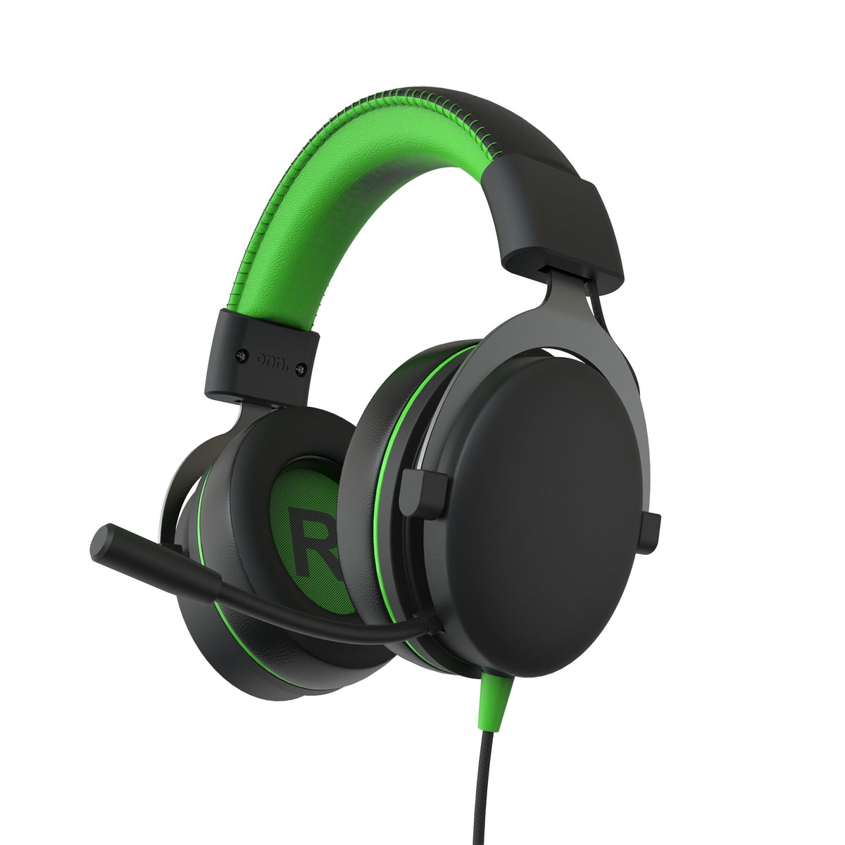 onn Wired Gaming Headset Compatible with Xbox, Black and Green