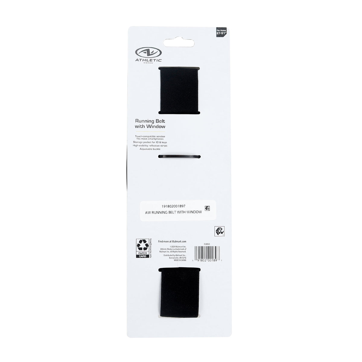 Athletic Works Running Belt with Window for Full - function Touchscreen Operation of Phone with Adjustable belt