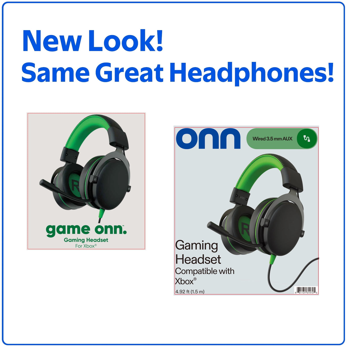 onn Wired Gaming Headset Compatible with PlayStation, Black and Blue