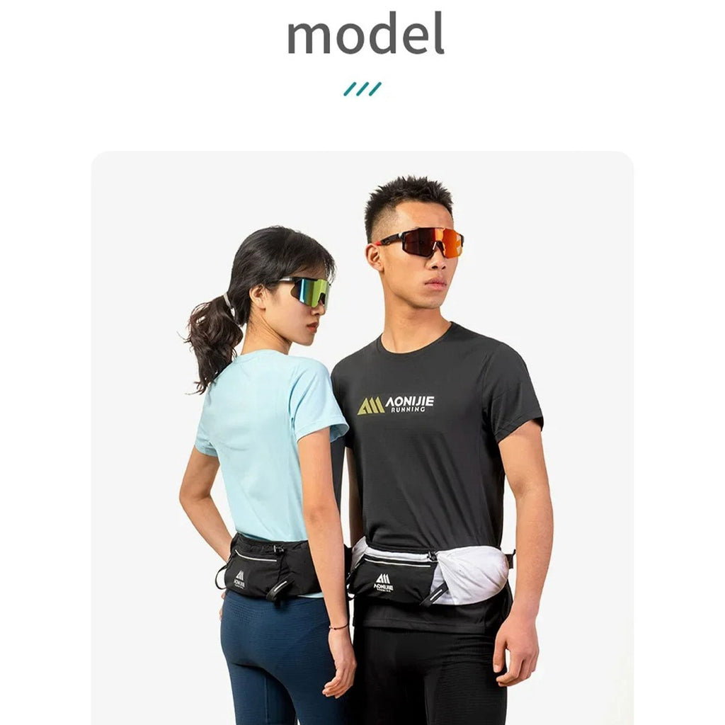 AONIJIE Running Waist Pack, 125g Lightweight Fitness Belt Bag with 500ml Soft Flask, Bounce-Free Workout Hydration Belt for Men & Women, Model W8138