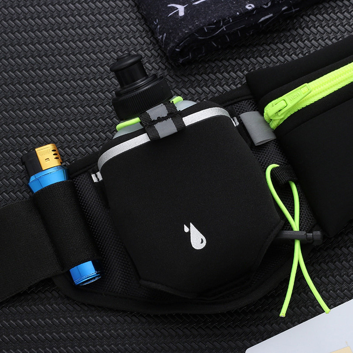 Running Belt with Water Bottle Bags,Waterproof Waist Pack Bag,Adjustable Sports Waist Pouch for Marathon Running Hiking Cycling