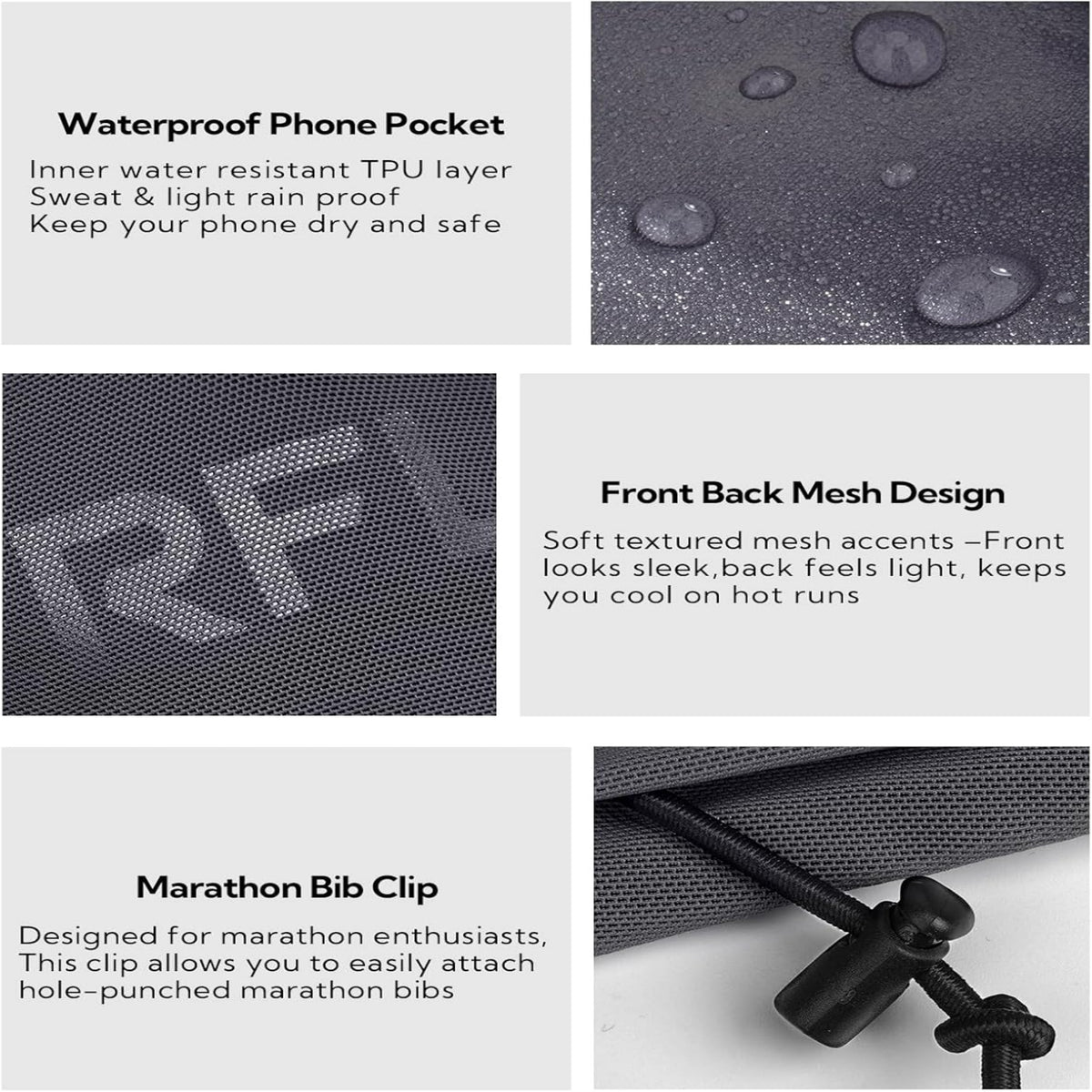 WATERFLY Unisex Adjustable Sports Jogging Fitness Nylon Running Waist Belt Band,Black