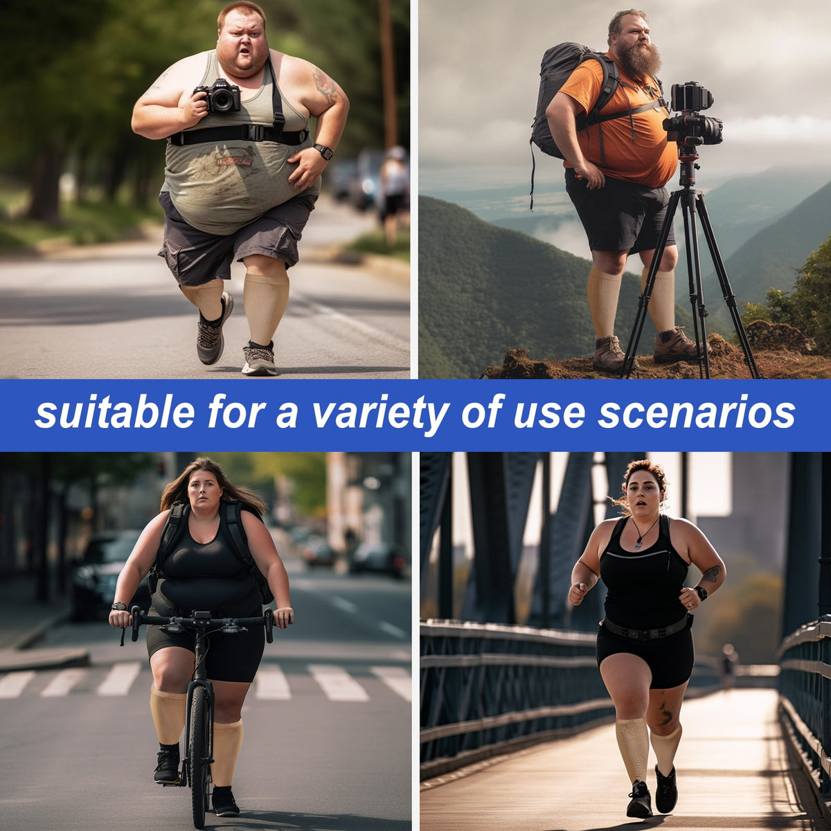 2 Pairs Wide Calf Compression Socks for Women Men AMITOFO Circulation 20-30mmHg Plus Size Knee High Support Stockings for Medical | Circulation | Nurses | Running | Travel, Black 4XL