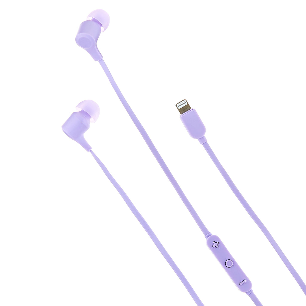 onn Earphones with Lightning Connector, Lilac